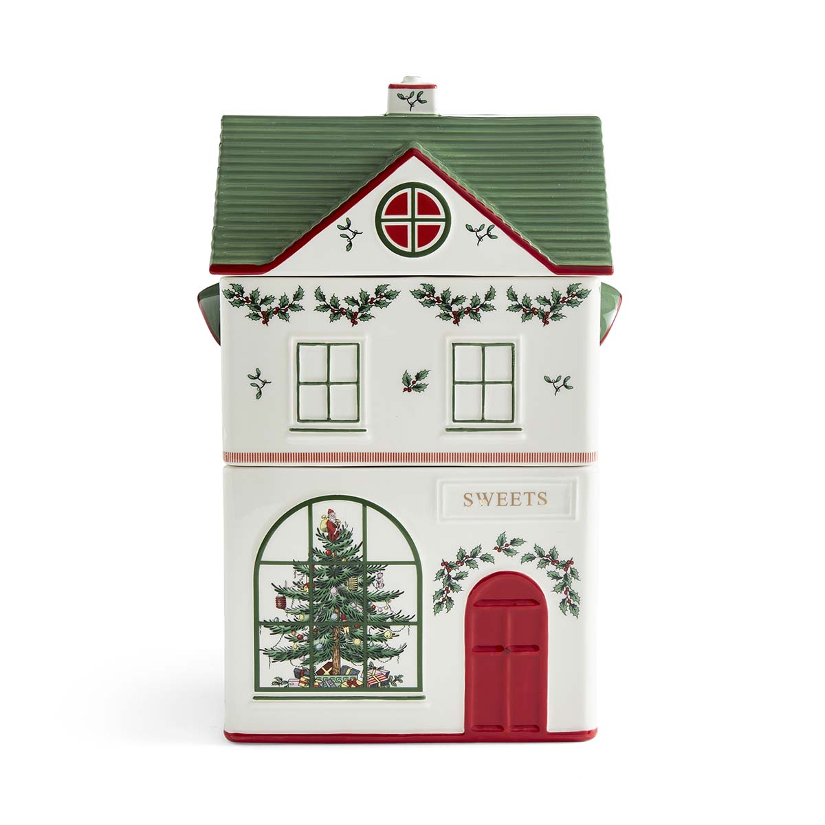 Christmas Tree Village Stacking Canister