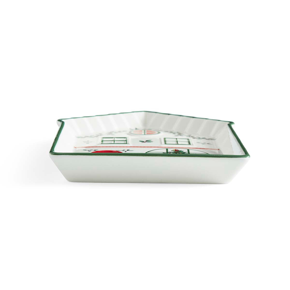 Christmas Tree Village Green Tidbit Tray