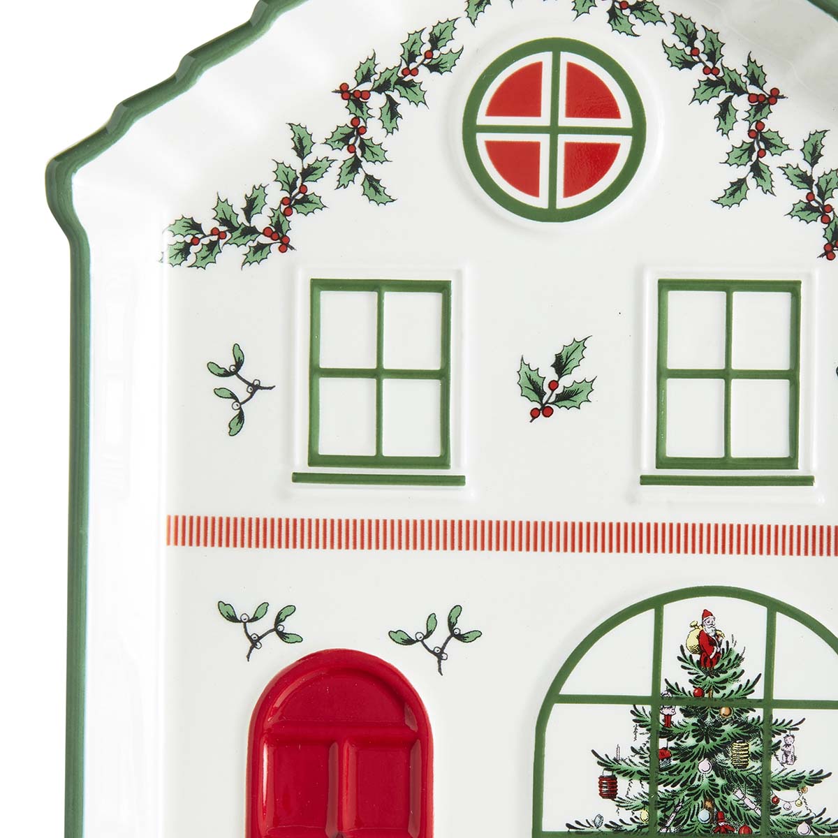 Christmas Tree Village Green Tidbit Tray