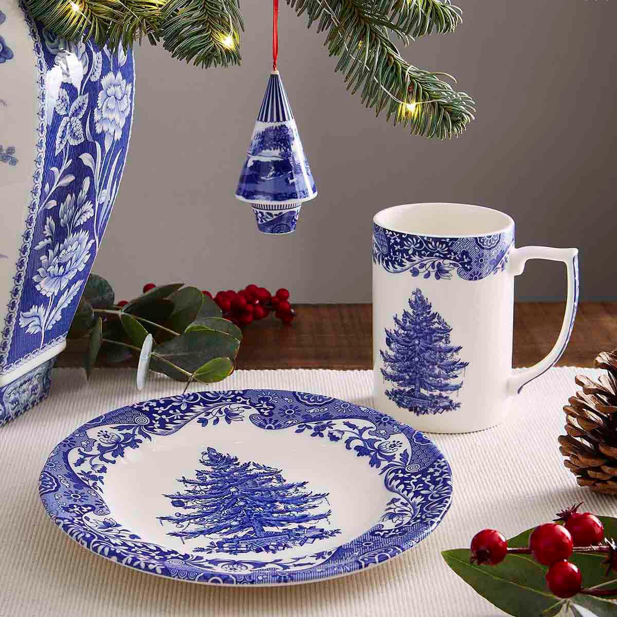 Blue Italian Christmas Salad Plate