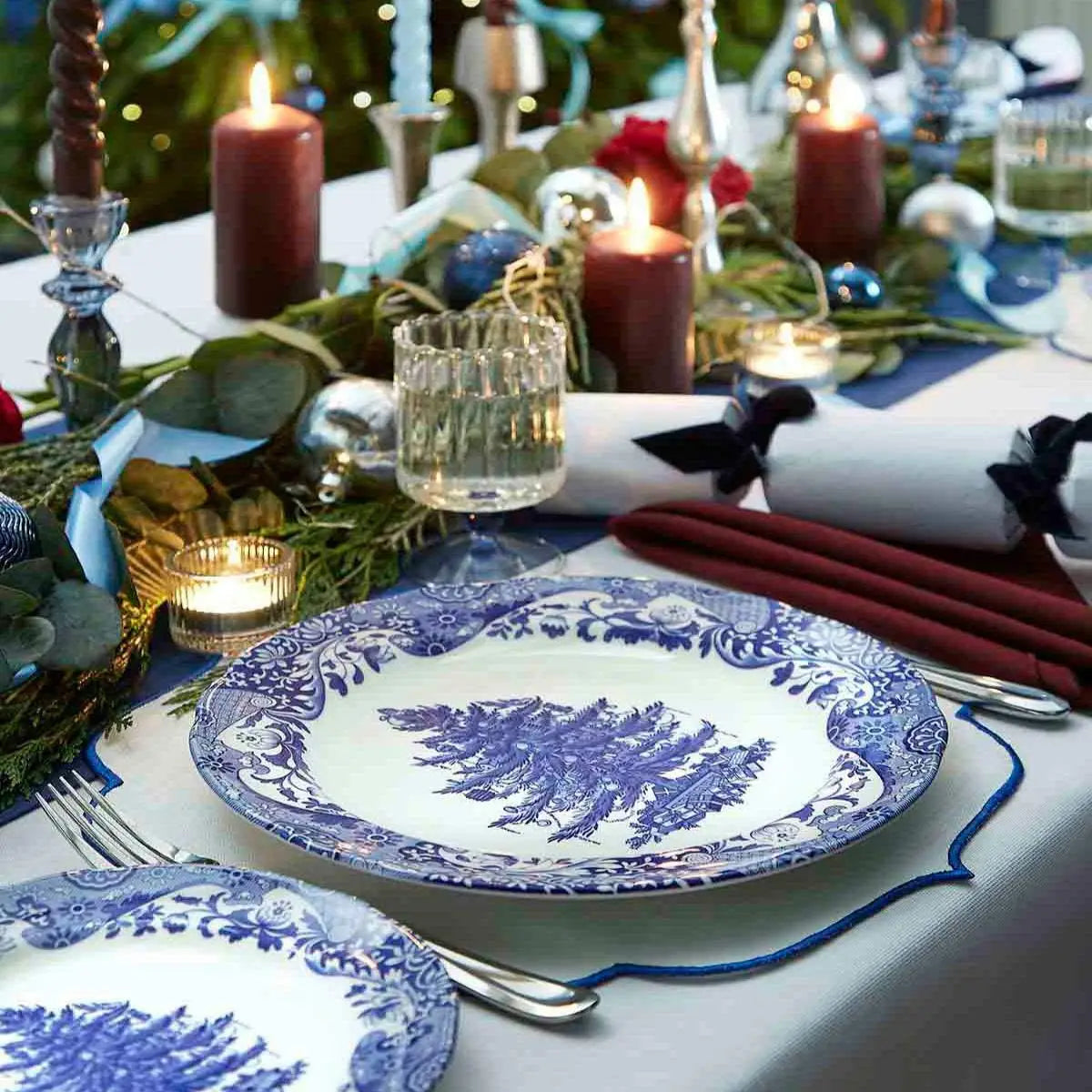 Blue Italian Christmas Dinner Plate