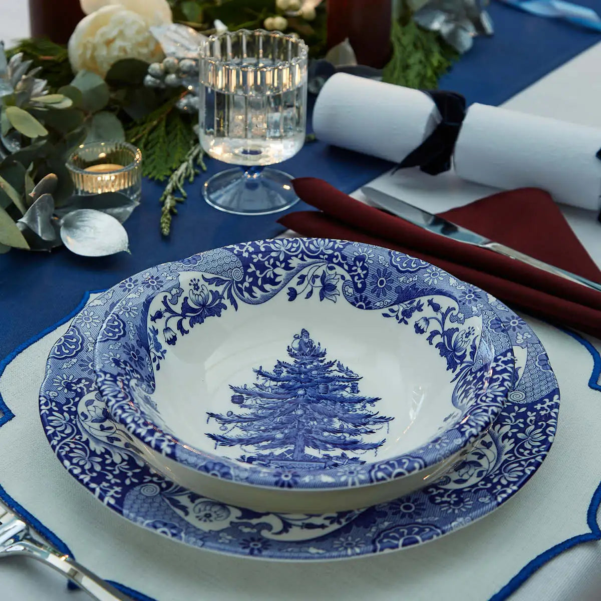 Blue Italian Christmas Tree Bowls