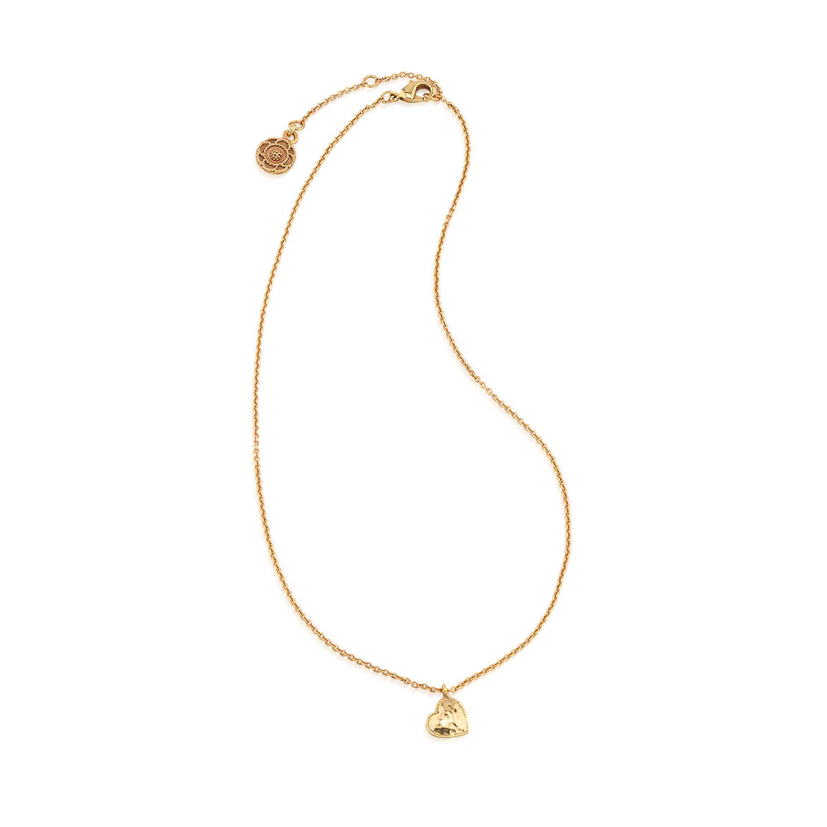 Love Heart Charm Necklace, 16"+2" - Gold