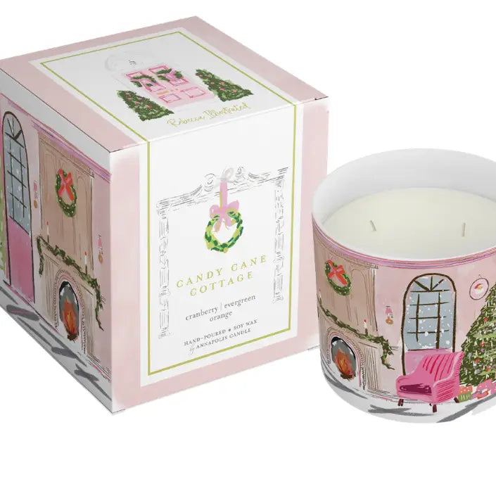 Candy Cane Cottage 2-Wick Gift Boxed Candle