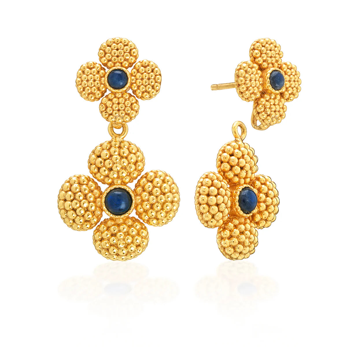 Berry Clover Convertible Duo Earrings - Blue Labradorite