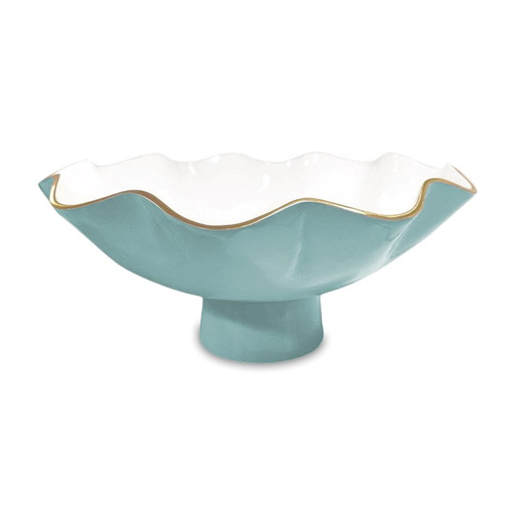 ENCANTO Carola Large Pedestal Turquoise and White