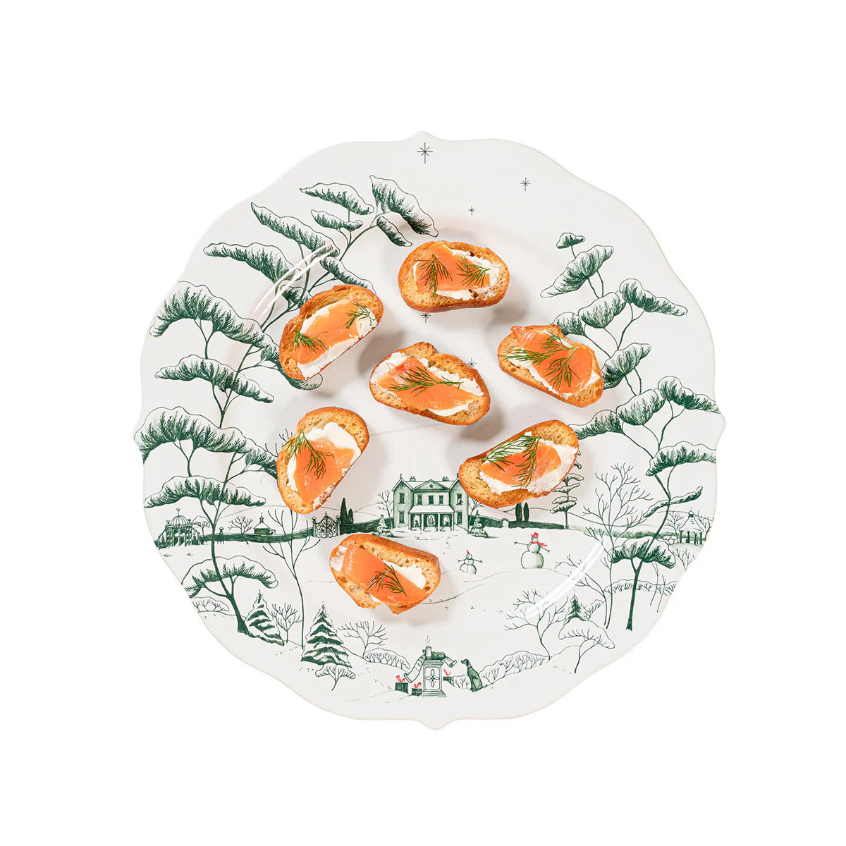 Country Estate Winter Frolic Party Plate Assorted Set/4 - Evergreen