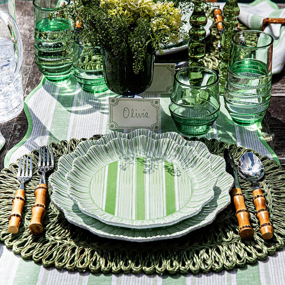 Straw Loop Oval Placemat - Sage