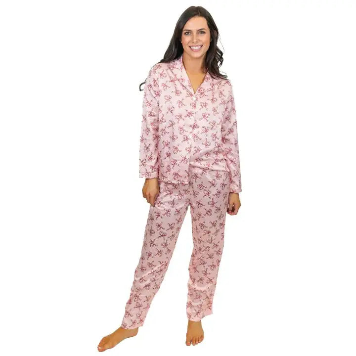 Christmas Candy Silky Satin Pajama Long Sleeve Set