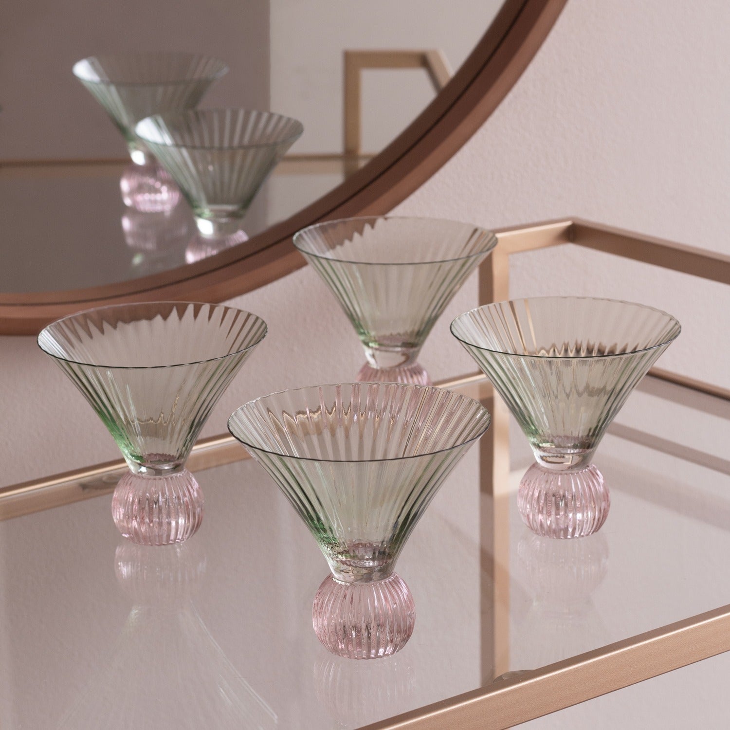 Venice Martini Set of 4 (Green and Pink)
