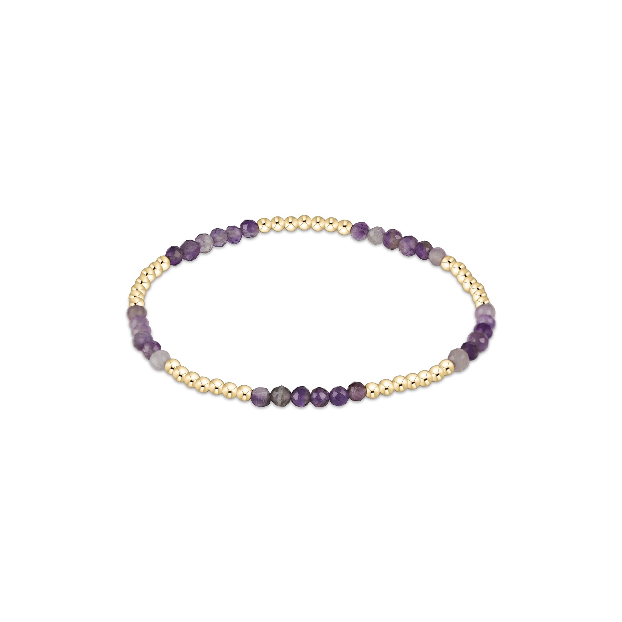 Blissful Pattern 2mm Beaded Bracelet - Amethyst