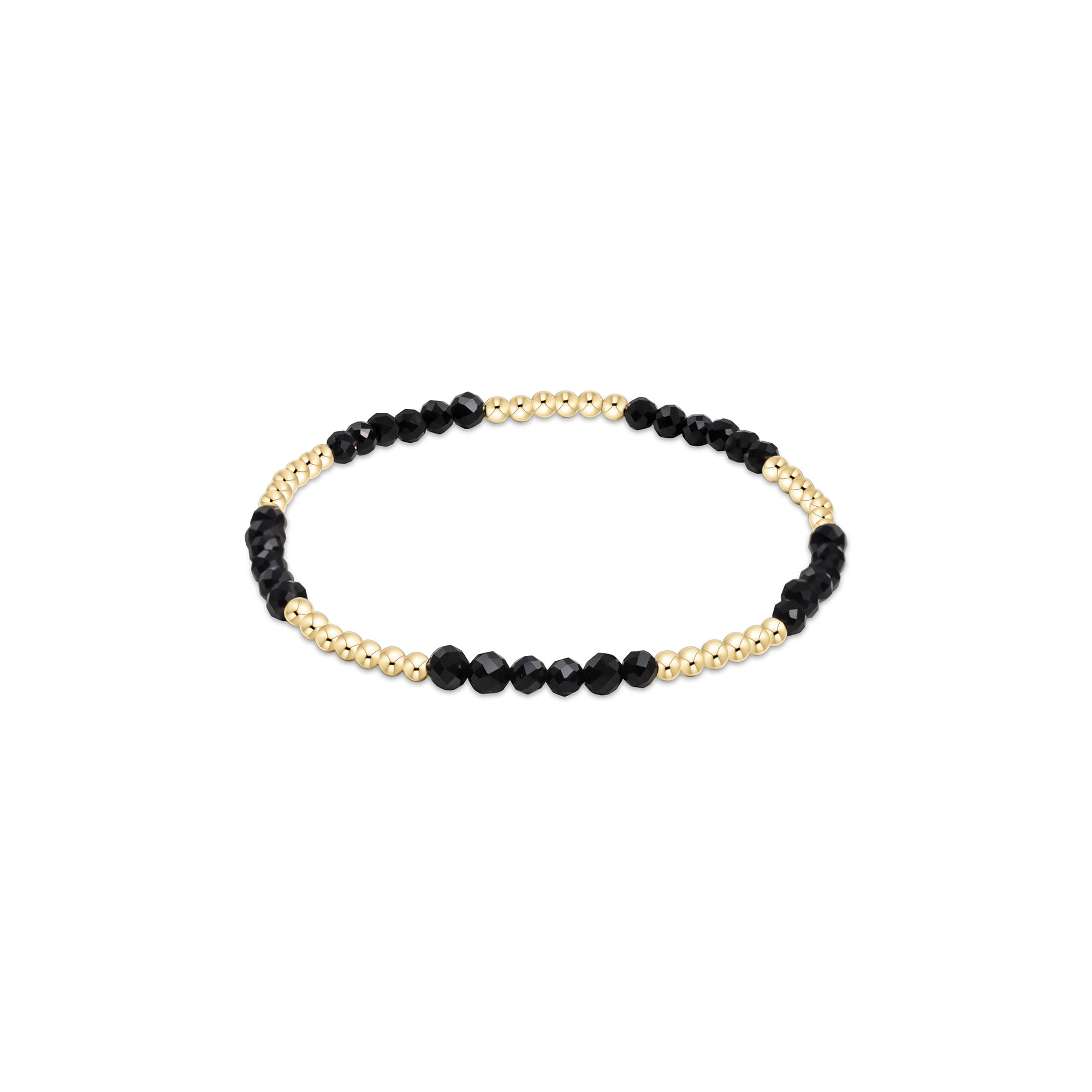 Blissful Pattern 2mm Beaded Bracelet - Faceted Onyx