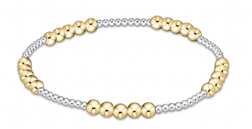 Classic Blissful Pattern 2mm Bead Bracelet - 4mm Mixed Metal