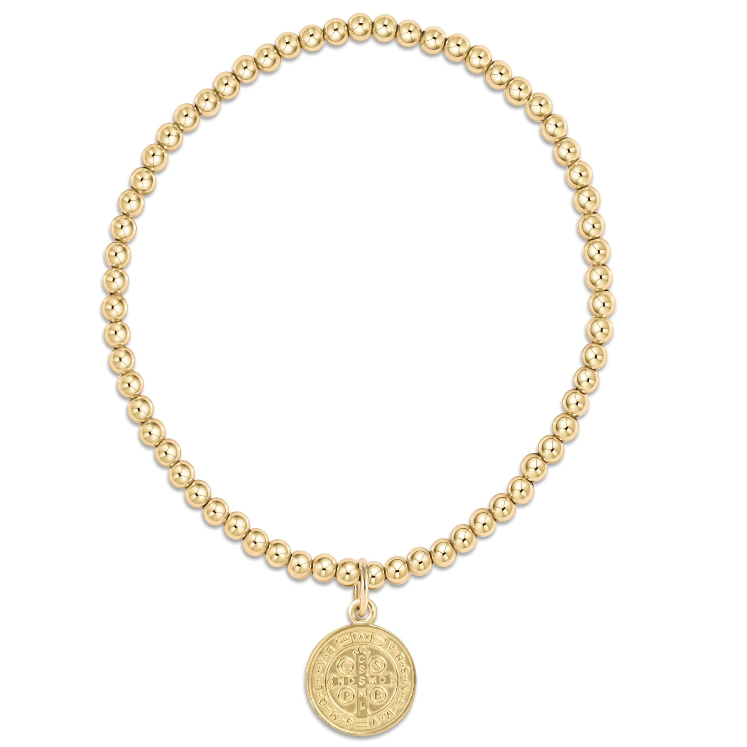 Classic Gold 3mm Bead Bracelet - Blessing Gold Disc