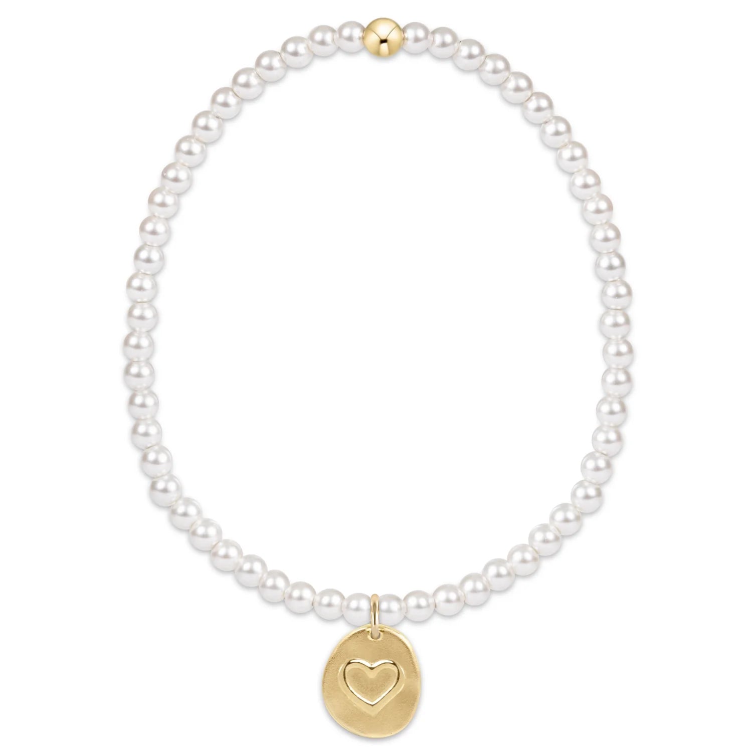 Classic Pearl 3mm Bracelet - Inspire Love Small Gold Disc