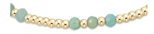 Gemstone Gold Joy Pattern 3mm Bead Bracelet - Amazonite