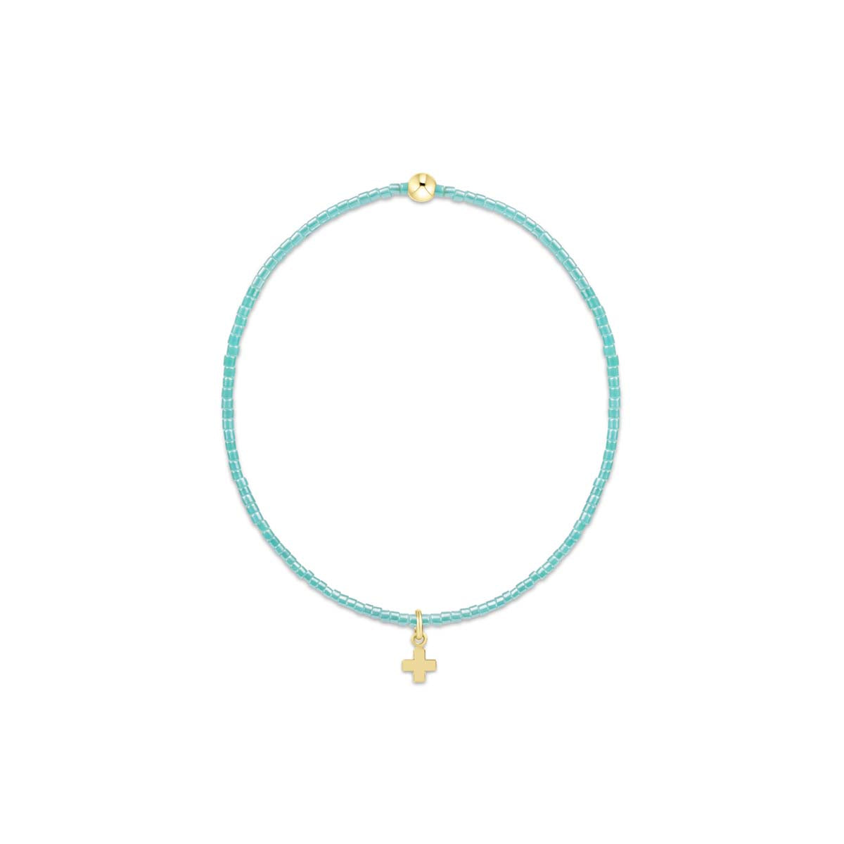 Hope Classic Sea Glass Bracelet - Signature Cross Small Gold Charm