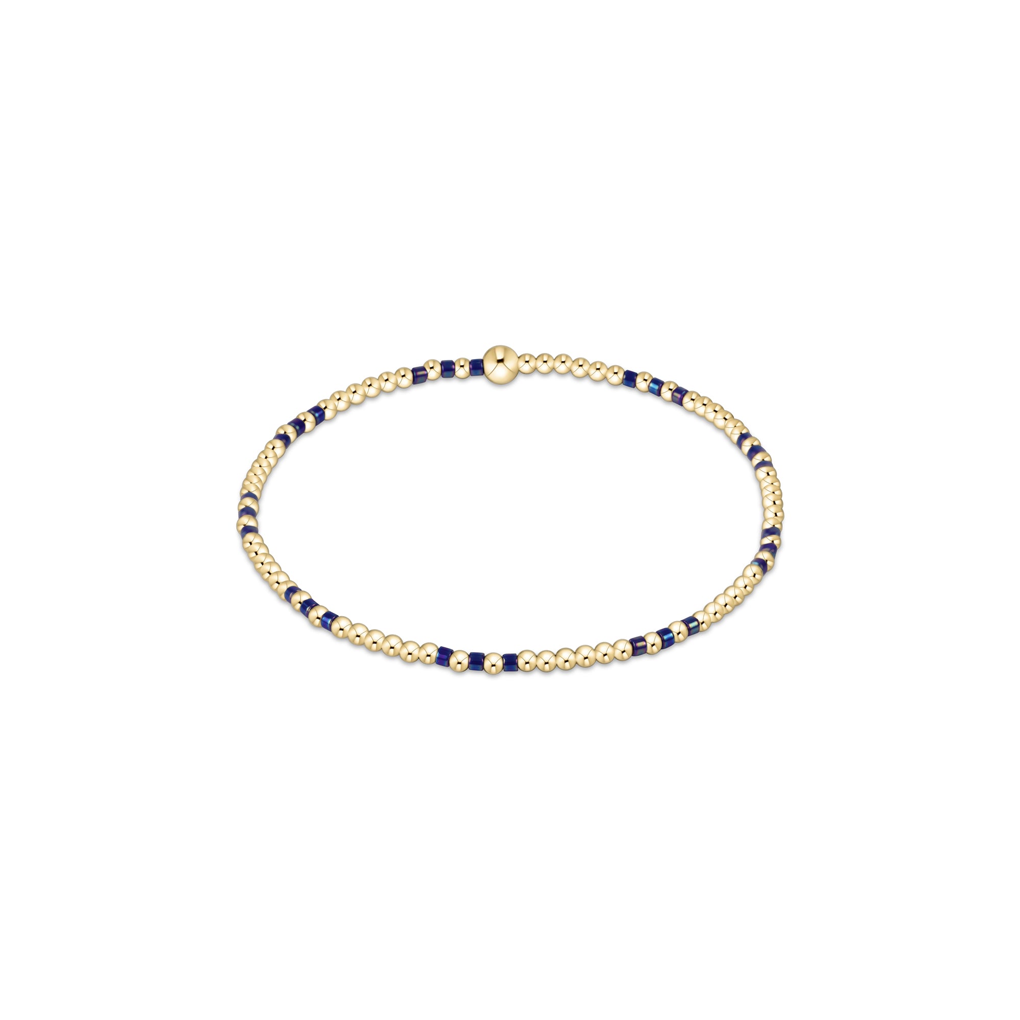 Hope Joy Pattern 2mm Bead Bracelet - Blue Metallic