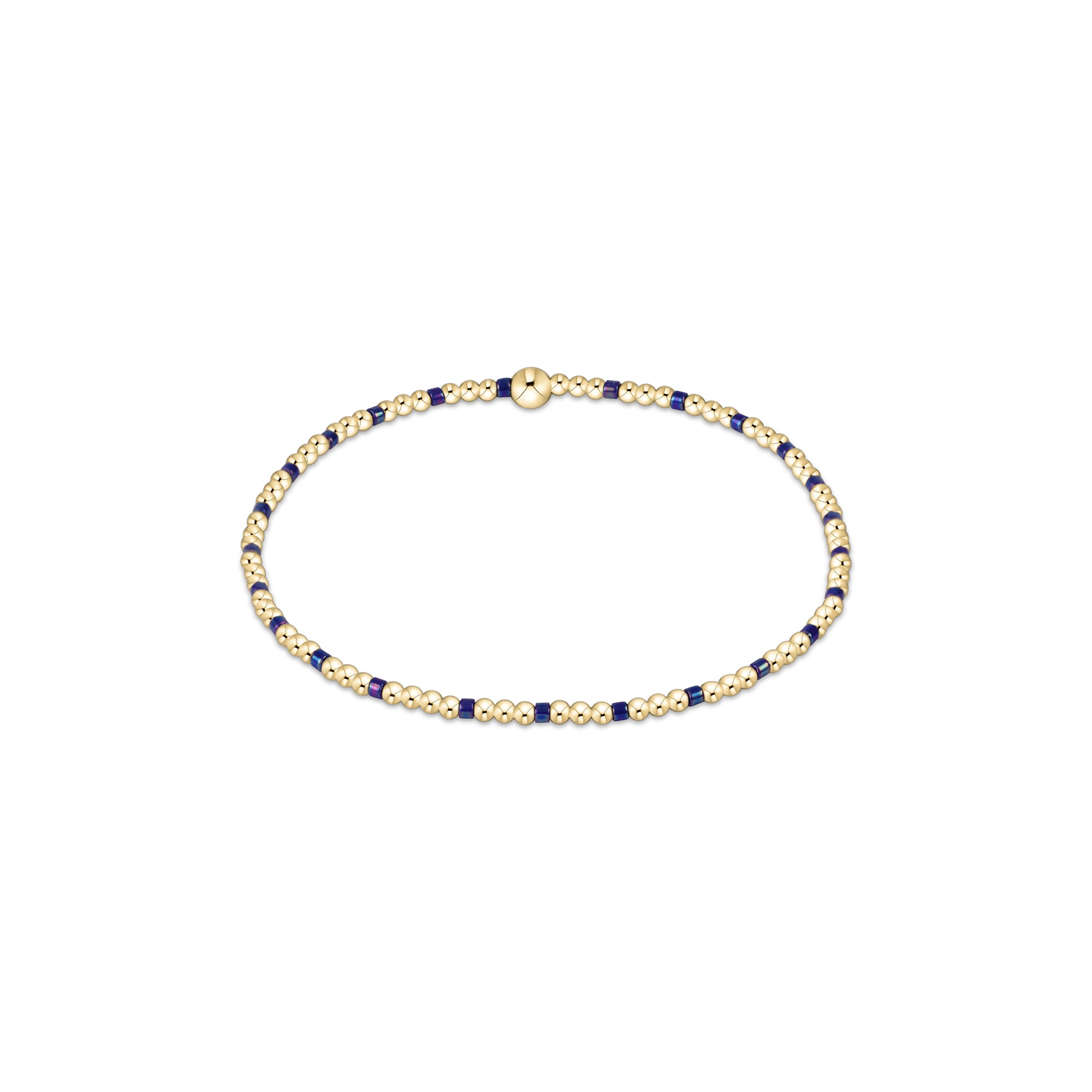 Hope Sincerity Pattern 2mm Bead Bracelet - Blue Metallic