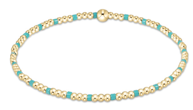 Hope Sincerity Pattern 2mm Bead Bracelet - Turquoise