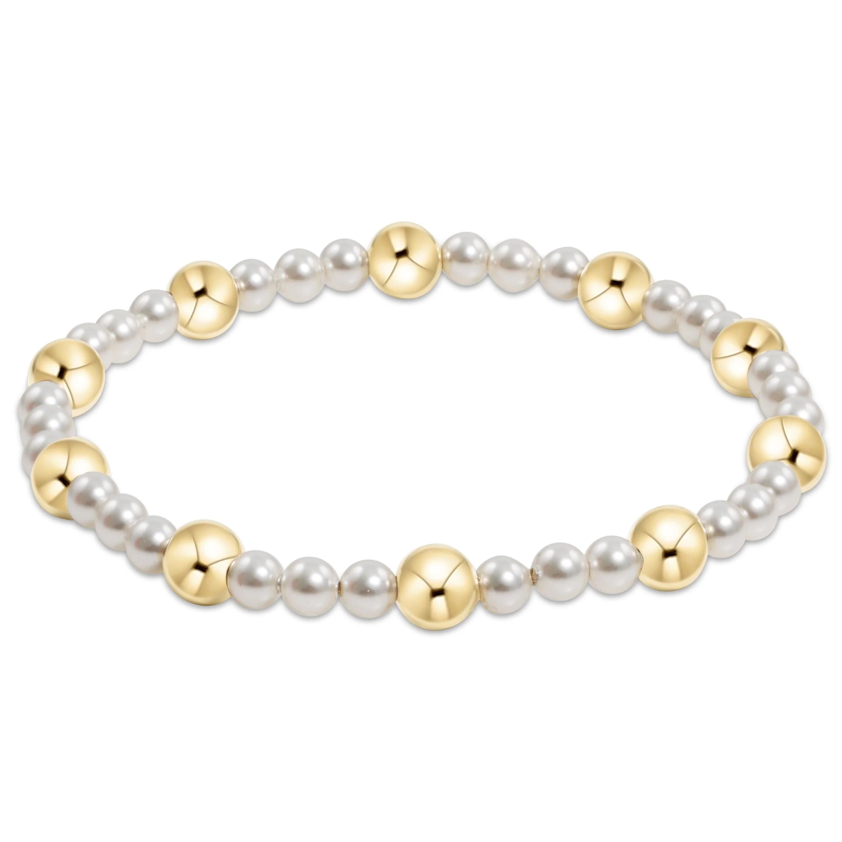 Pearl Sincerity Pattern 4mm Beaded Bracelet - 6mm Gold