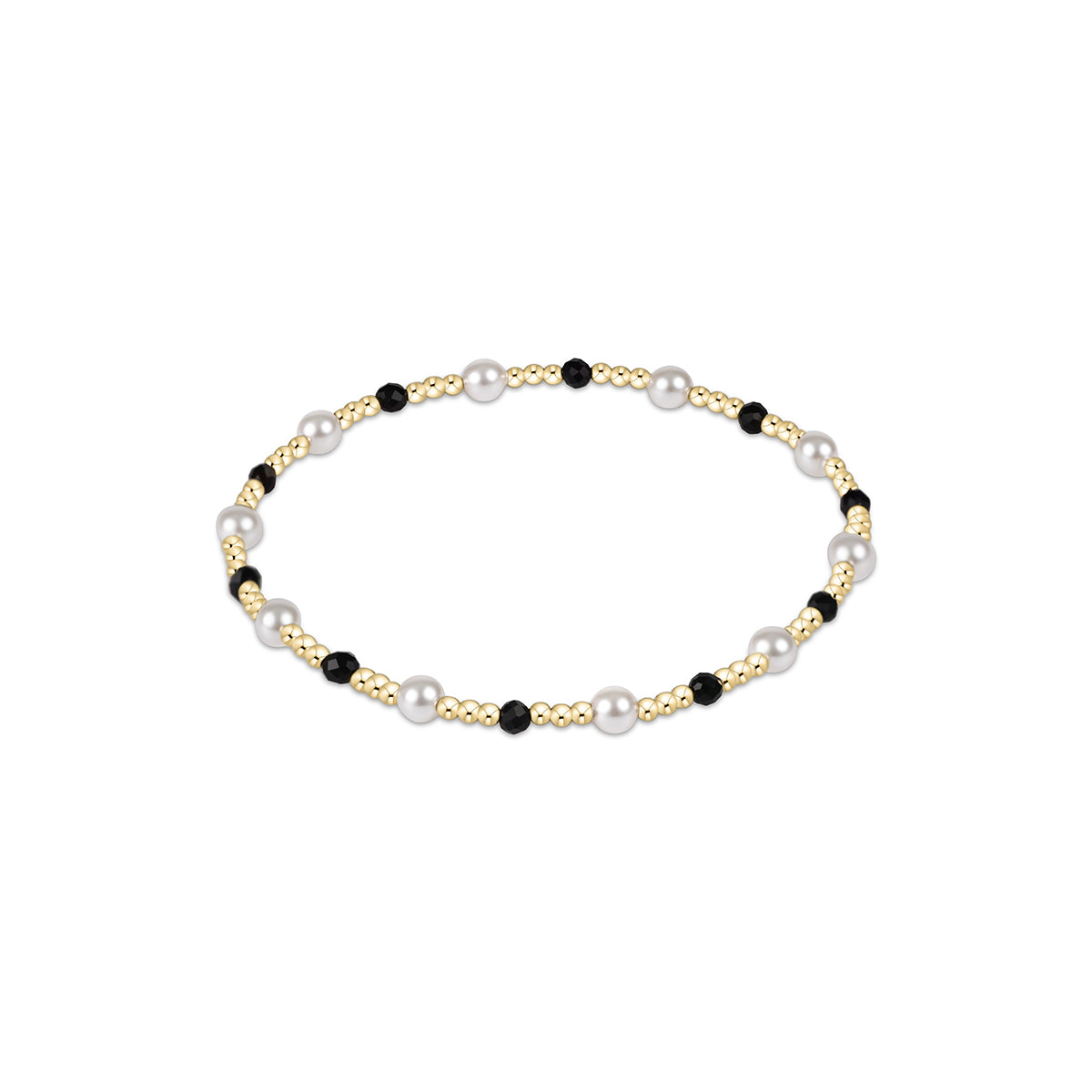 Pearl Sincerity Pattern 4mm Bead Bracelet - Faceted Onyx