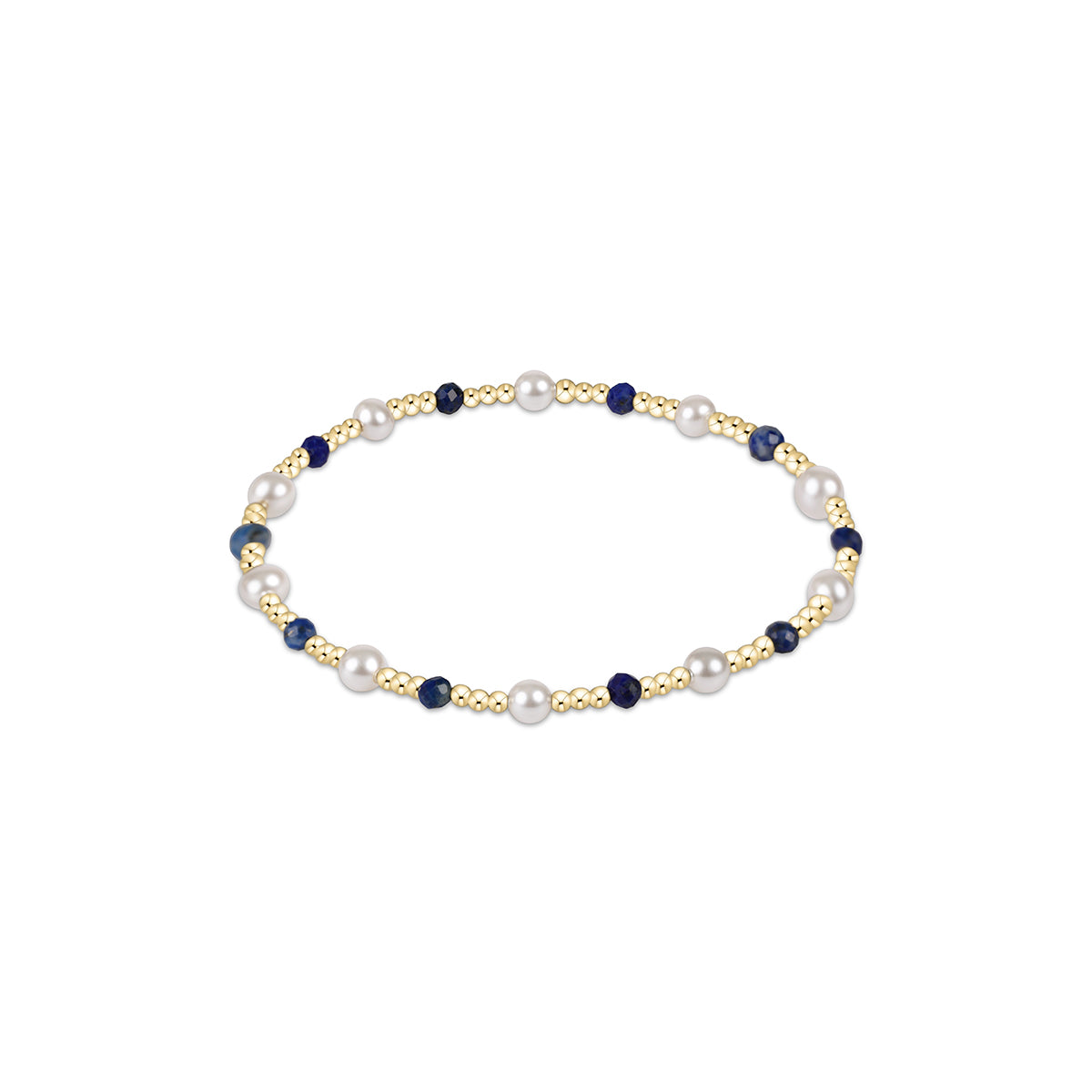 Pearl Sincerity Pattern 4mm Bead Bracelet - Lapis