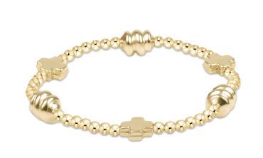 Signature Cross Admire Gold Pattern 3mm Beaded Bracelet