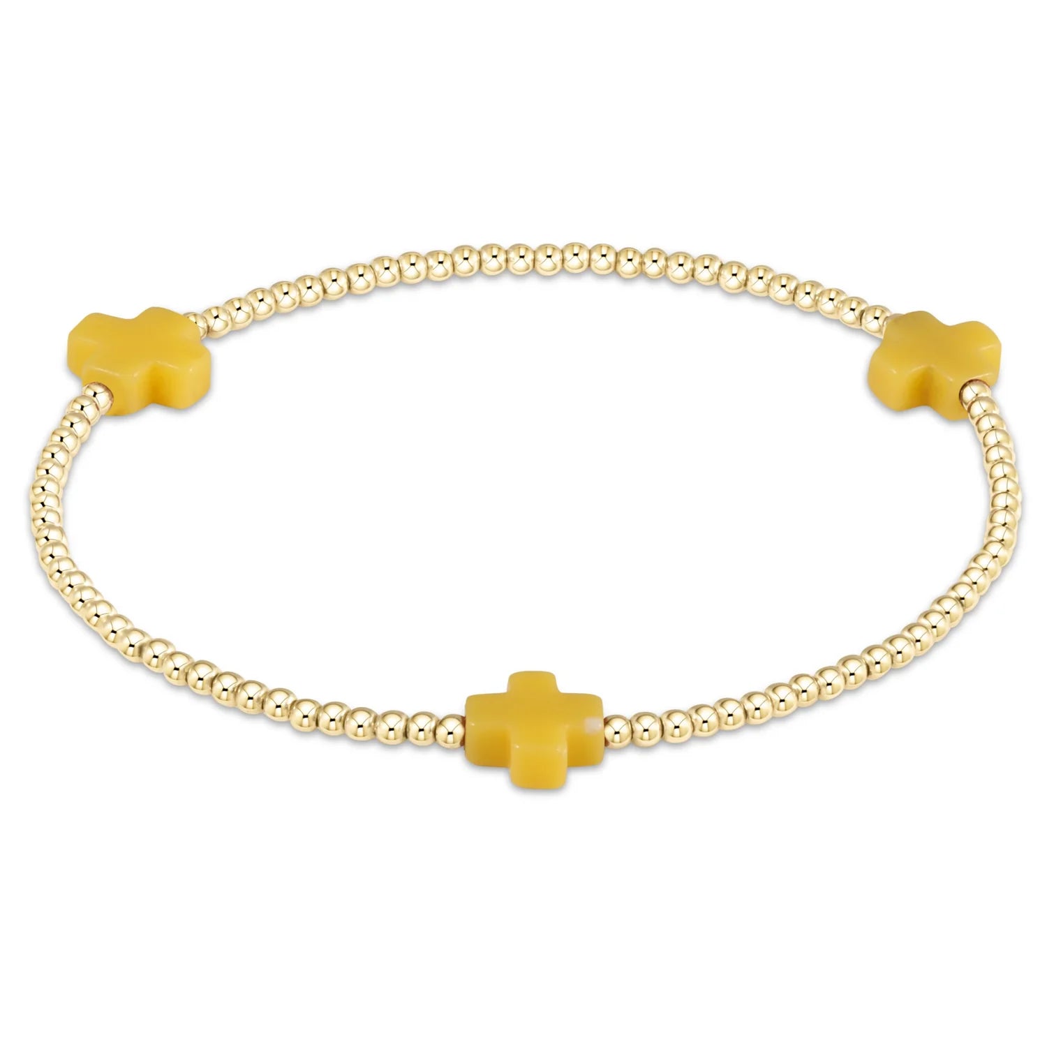 Signature Cross 2mm Gold Bracelet - Canary