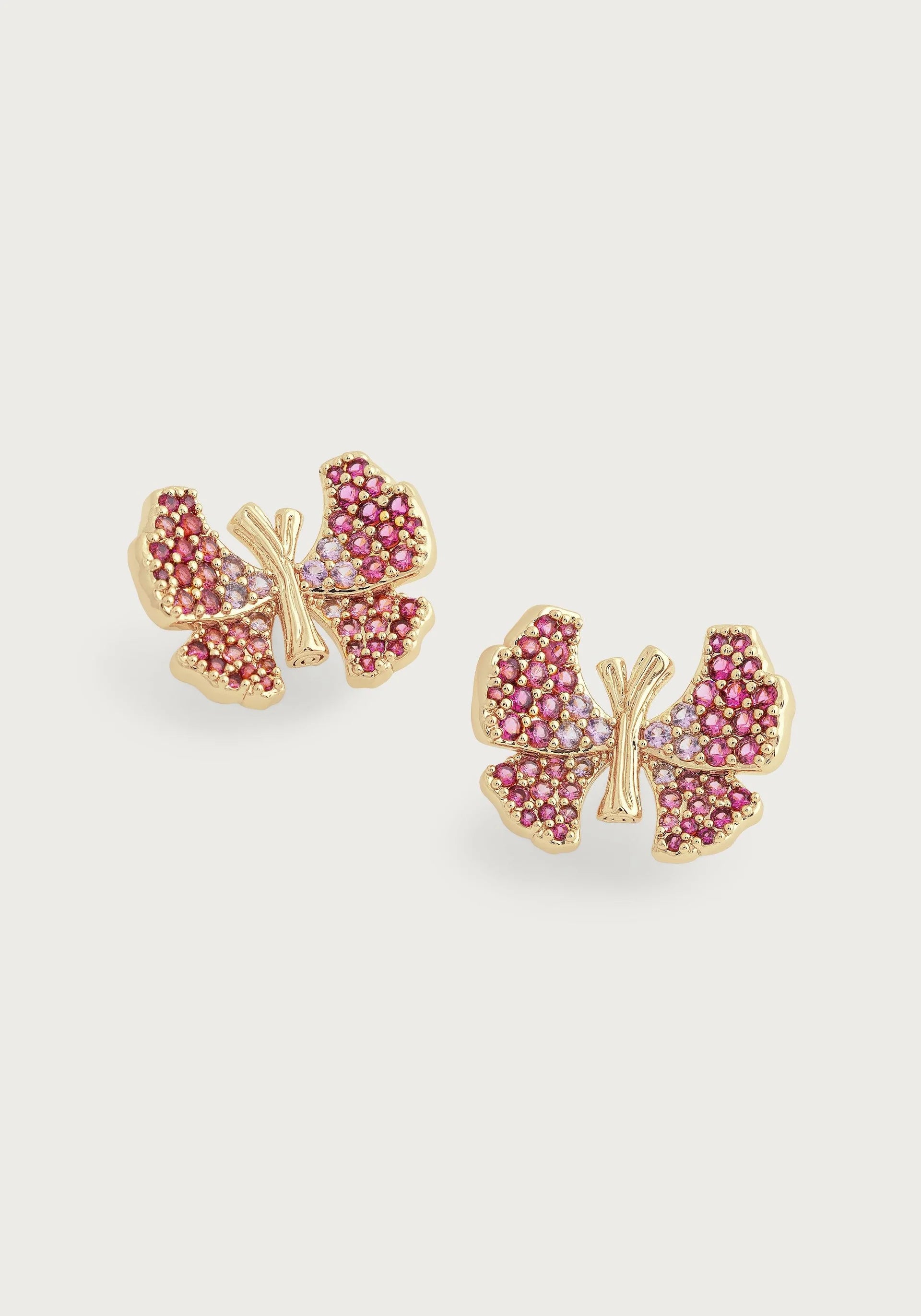 Butterfly Pink Pavé Stud Earrings