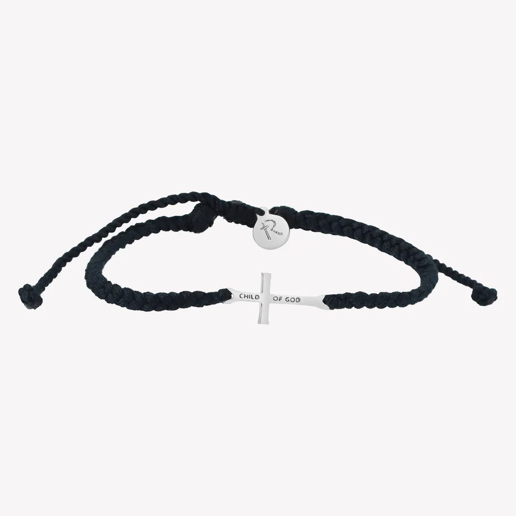 Child of God Black Cross Braided Bracelet