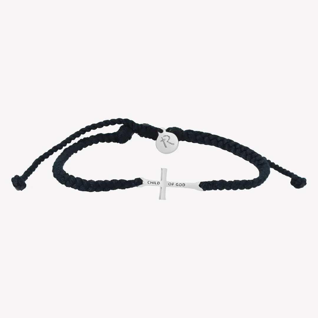 Child of God Black Cross Braided Bracelet