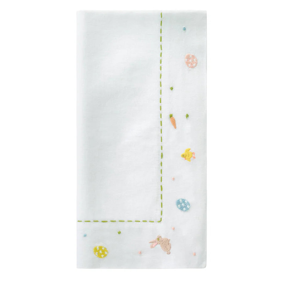 Bunny Trail Embroidered Easter Napkin