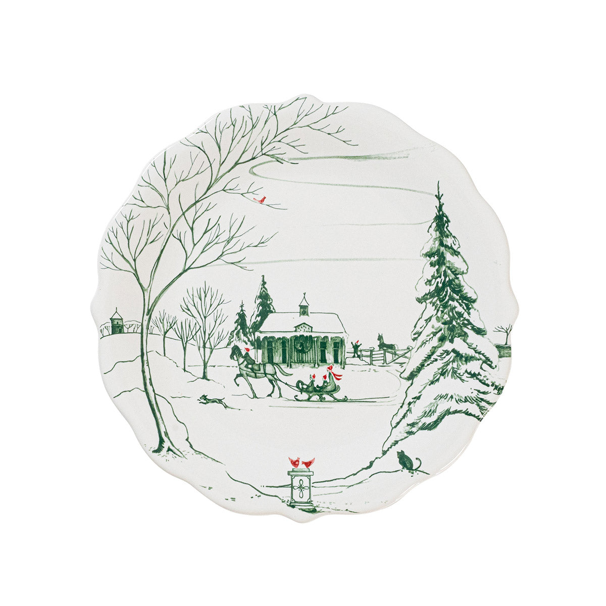 Country Estate Winter Frolic Party Plate Assorted Set/4 - Evergreen