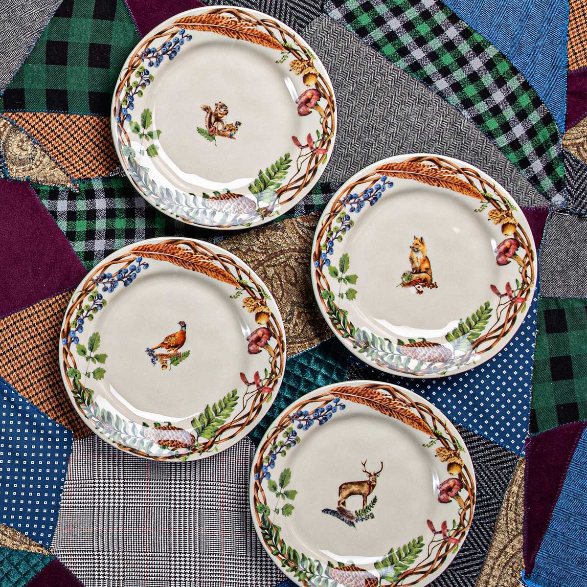 Forest Walk Dessert/Salad Plate Assorted Set/4