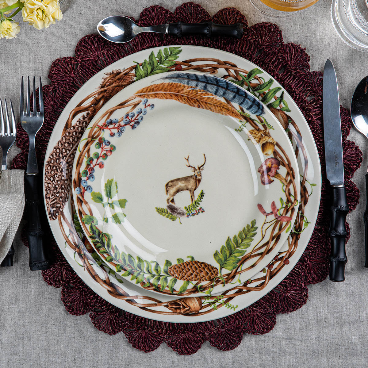 Forest Walk Dessert/Salad Plate Assorted Set/4