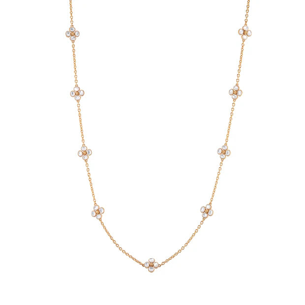 Berry Clover Double Sided Necklace, 28" - Mother of Pearl