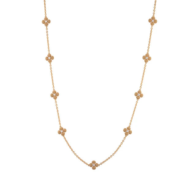 Berry Clover Double Sided Necklace, 28" - Mother of Pearl
