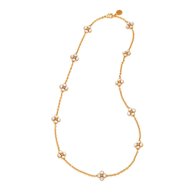 Berry Clover Double Sided Necklace, 28" - Mother of Pearl