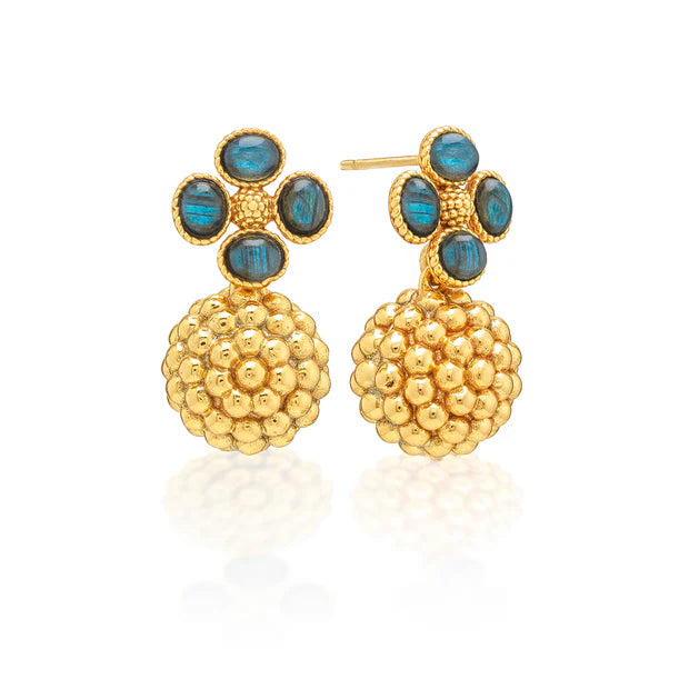 Berry Clover Drop Earrings - Blue Labradorite
