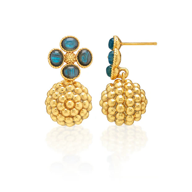 Berry Clover Drop Earrings - Blue Labradorite