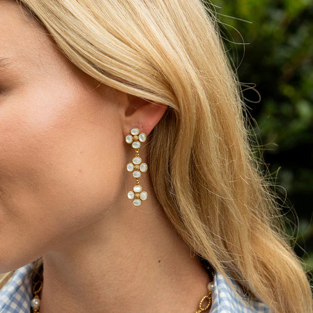 Berry Clover Linear Earrings - Mother of Pearl