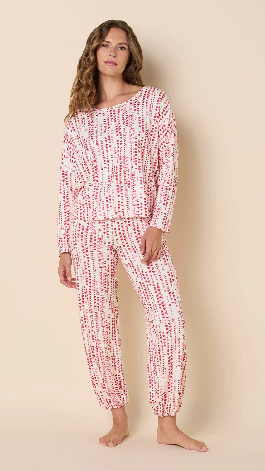 Dreamy Hearts Pima Knit Pullover Set - White