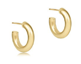 Round Gold 0.5" Post Hoop - 4mm - Smooth