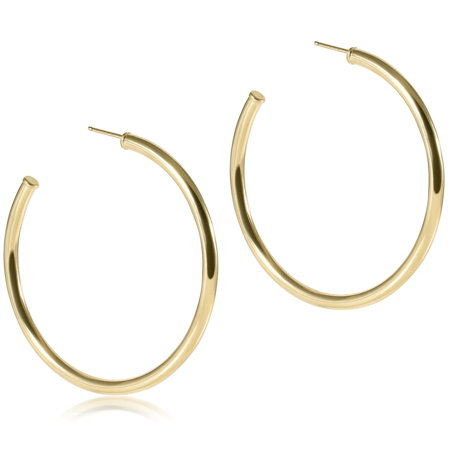 round gold 2" post hoop - 3mm - smooth