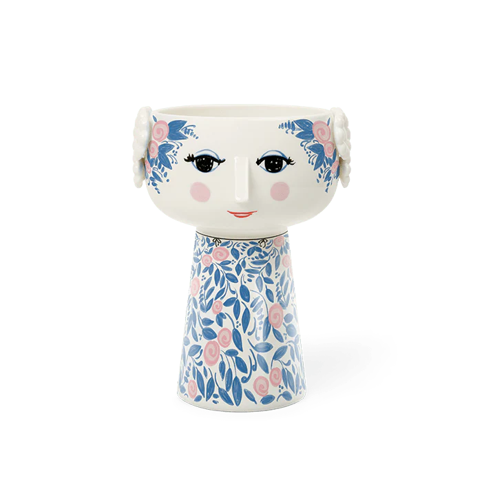 Bjørn Wiinblad Eva Vase, Blue/Rose, H: 7.3"