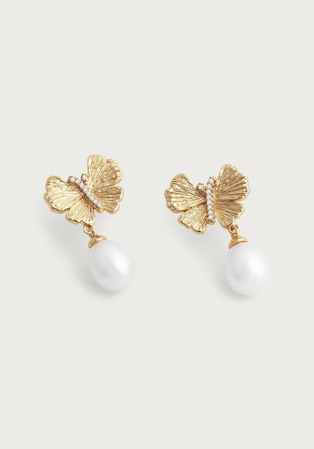 Butterfly With Pearl Drop Earrings
