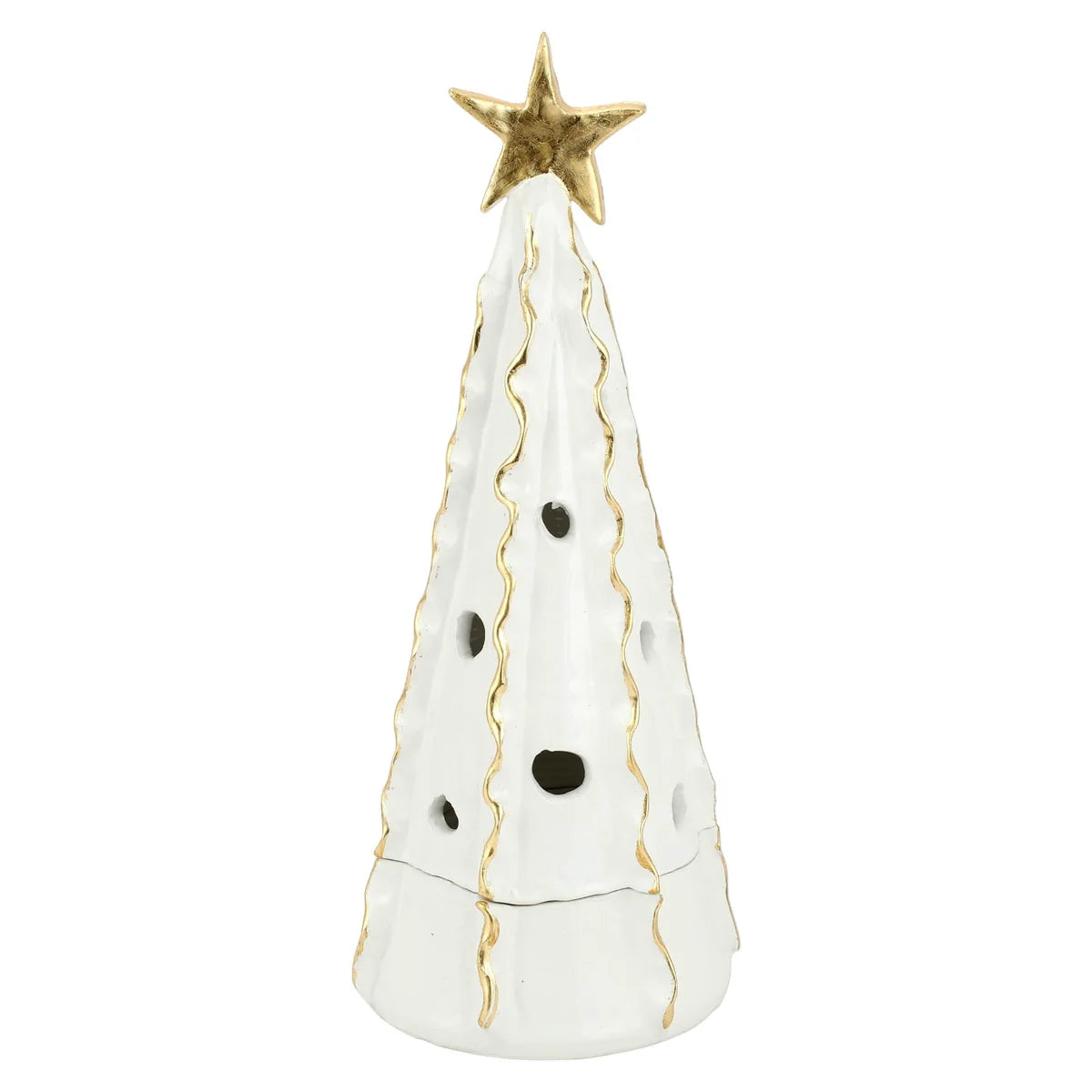 Foresta White Large Tree with Ribbon & Gold Star