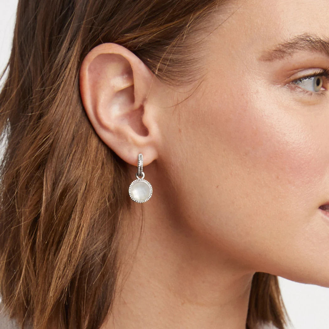 Fleur-de-Lis Hoop & Charm Earring Silver