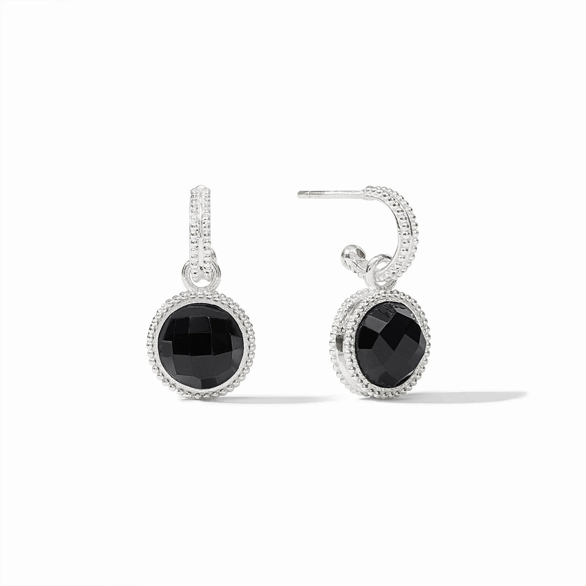 Fleur-de-Lis Hoop & Charm Earring Silver
